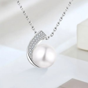 Bague Hongde en argent sterling 925 avec diamants et perles&Collier Collier personnalisé Ensemble de bagues