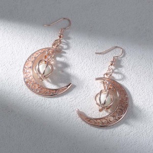 Hongde – boucles d\'oreilles croissant de lune en argent qui brillent dans lenoir