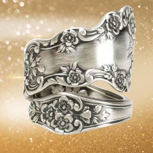 Hongde Bague réglable en argent sterling 925 avec cuillère oxydée \\\