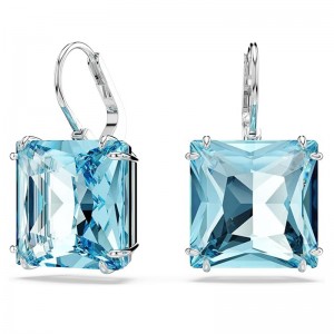 Boucles d\'oreilles carrées en cristal bleu océan Boucles d\'oreilles Swarovski Millenia, Cristal taillé carré, Bleu, Métal rhodié